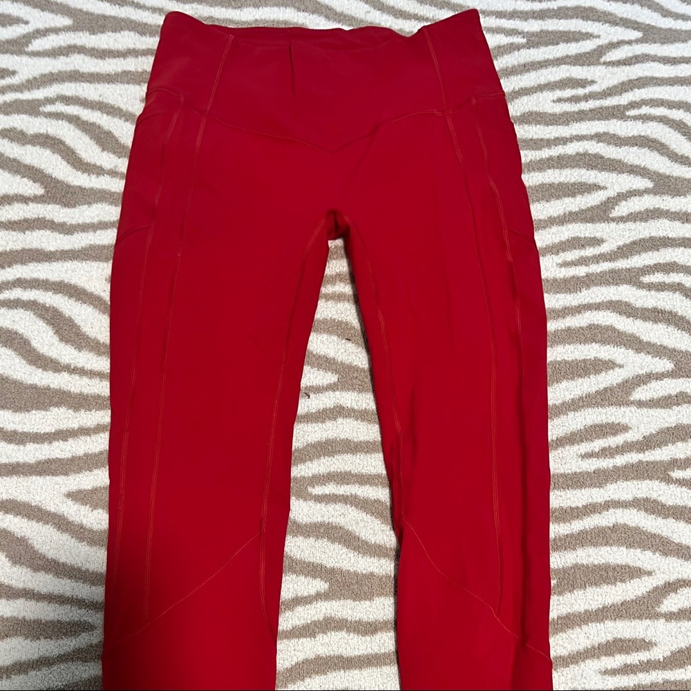 Red lululemon leggings with pockets